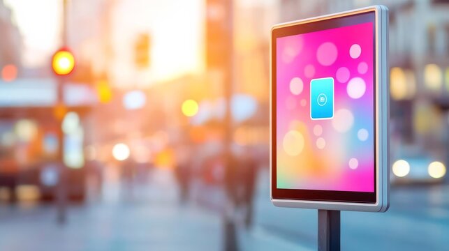 Billboard with an eye-catching design for a new mobile app, tech audience, urban engagement