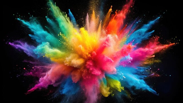 Farbexplosion Buntes Pulverwolke in der Luft, Holi, Farbe, Pulver, Festival, Explosion, bunt, Feier, Spa?, Hinduismus