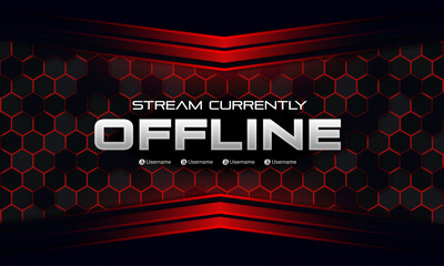 Red and black hexagonal pattern stream offline banner with customizable usernames