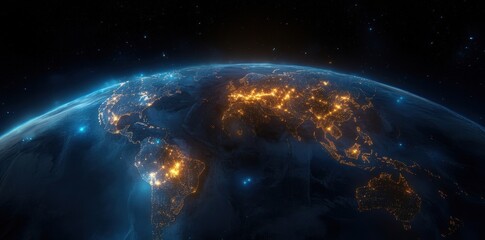 Obraz premium Satellite imagery of global aerospace trade routes, highlighting industry scope and supply chain visualization