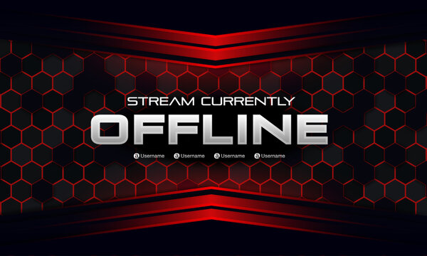 Red and black hexagonal pattern stream offline banner with customizable usernames