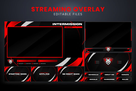 Red and Black Twitch Streaming Overlay Template