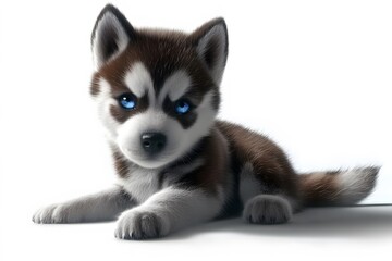siberian husky puppy on white background