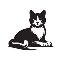 a cat silhouette vector style white background illustration