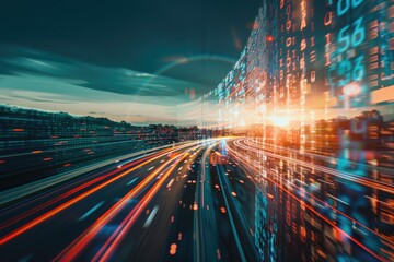 Fast digital data transfer and future business innovation vision.