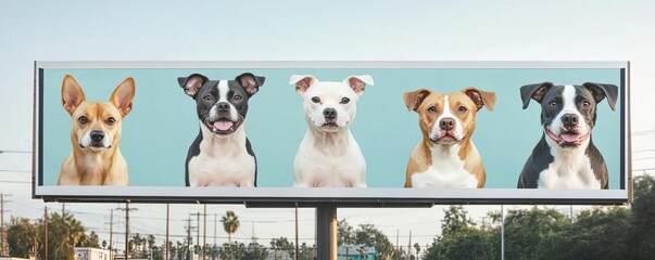 Billboard with a pet adoption ad near a popular animal shelter, community marketing, pet lovers