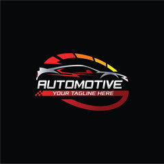 Automotive Logo Design with Speedometer and Racing Track Elements