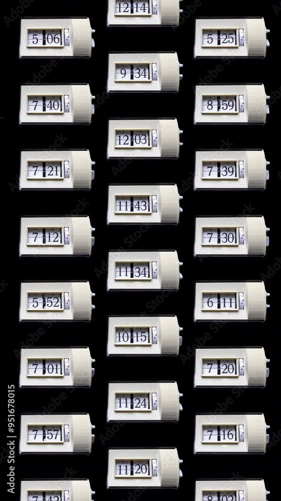 Aufkleber retro analogue flip clock in stop motion in vertical