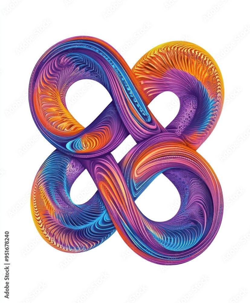 Poster A colorful, abstract design featuring intertwined shapes in vibrant hues.