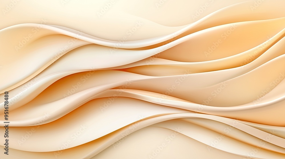 Poster soft flowing waves in warm cream tones create a serene and elegant background, ideal for various des