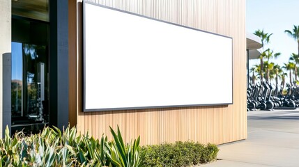 Billboard with a health and wellness campaign at a busy gym entrance, fitness audience, strategic placement