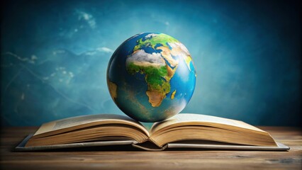 Globe on open book symbolizing global education and knowledge, worldwide, international, education, learning