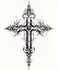 Ornate cross design featuring intricate floral patterns and detailing.