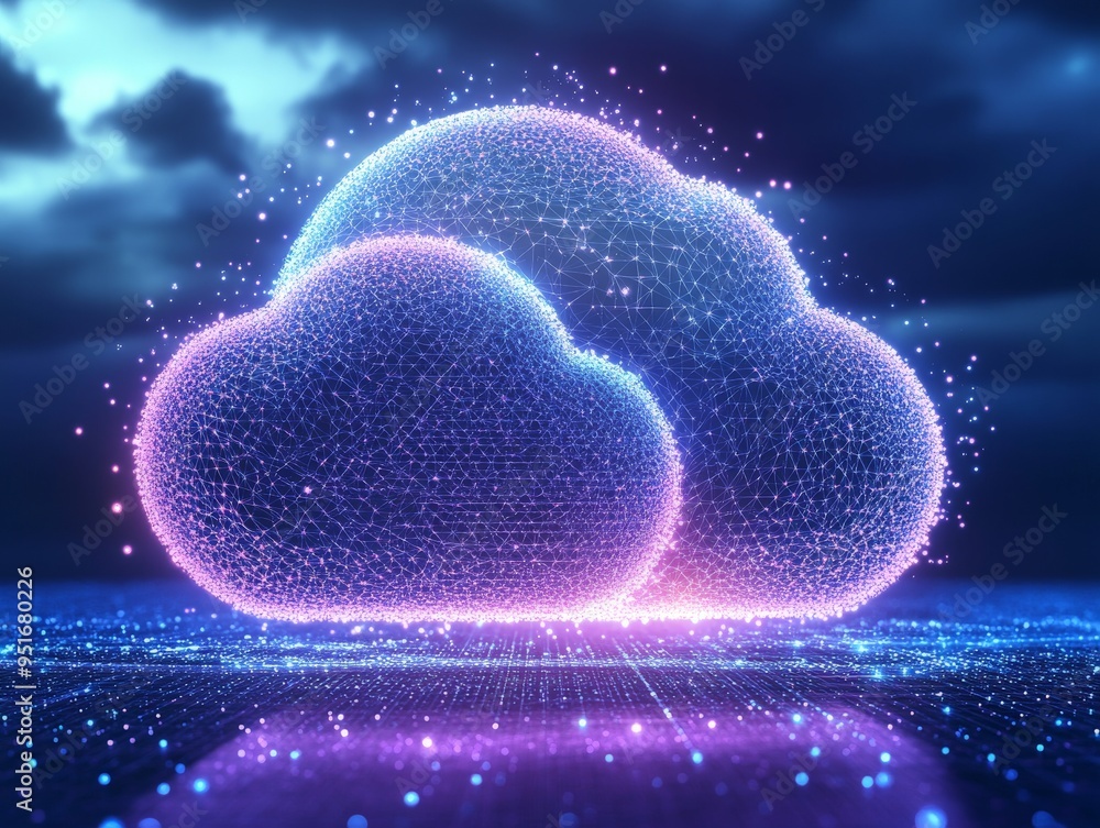 Poster abstract cloud computing network.