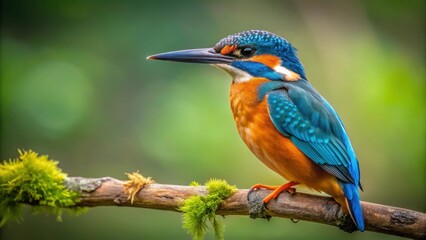 Obraz premium Vibrant Kingfisher perched on a tree branch, colorful, bird, Halcyon smyrnensis, wildlife, nature, vibrant, beautiful