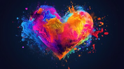 Colorful Heart-Shaped Explosion