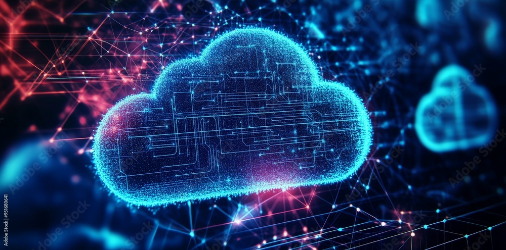 Poster digital cloud computing network.