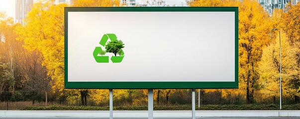 Billboard showing an environmental message at a public park, community engagement, social advertising