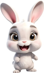Happy Cartoon Rabbit Clipart Isolated, Adorable Bunny Clipart for Kids. 