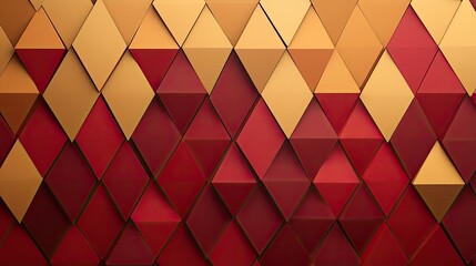 Vibrant geometric background featuring tessellated red and gold triangles, ideal for modern design and creative projects.