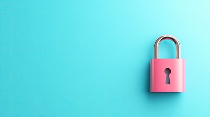 Vibrant pink padlock on a teal background, symbolizing security and protection in a modern and stylish way.