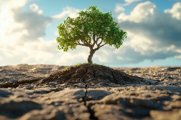 World Environment Day 2025 concept - Land restoration, desertification and drought resilience, 3d tree background. Ecology concept. with generative ai