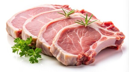 Fototapeta premium Raw pork chops isolated on background, pork chops, raw, isolated,background, fresh, meat, uncooked, food, ingredient
