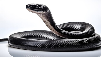 A Black Mamba on a white background.
