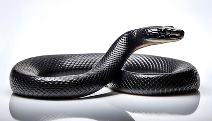 Obraz premium A Black Mamba on a white background.