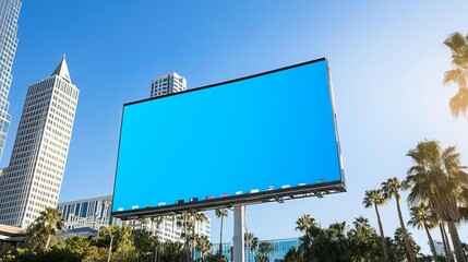 Fototapeta premium Billboard advertising a new tech startup in a thriving urban area, innovation marketing, tech enthusiasts