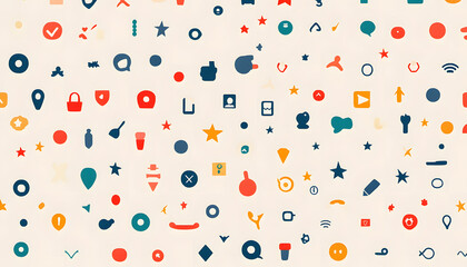 Repeating small icons, like stars, dots, or simple symbols, evenly spaced on a neutral background for a subtle pattern.