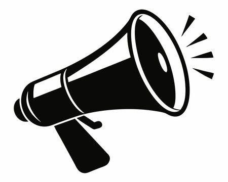 recommend clip art: Hand Holding megaphone silhouette vector icon, Announcing hand mike illustration on white background