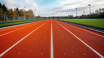 pristine running track with smooth surface ready for fierce competition and personal bests sports venue photograph