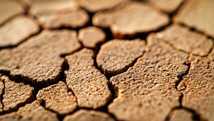 Obraz premium Close-up of cracked and dry earth, with a textured, rough surface.