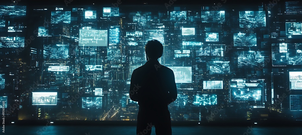Poster a futuristic world where ai-powered smart grids illuminate with glowing holograms.