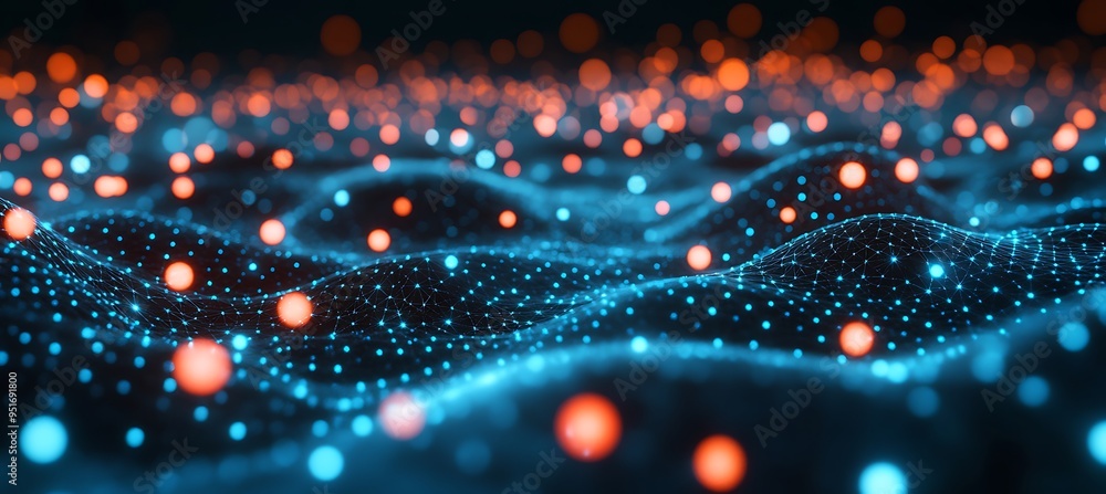 Poster a futuristic world with advanced ai smart grids and pulsating holograms.