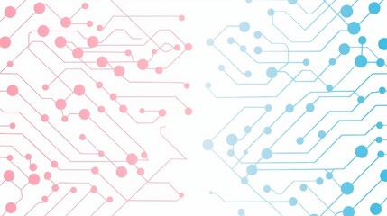 Abstract Technology Circuit Board Background with Pink and Blue Lines and Circles