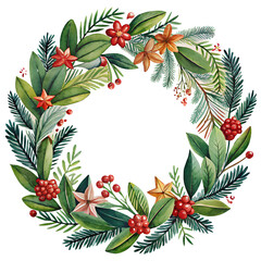 Сhristmas wreath pattern plant with branches
