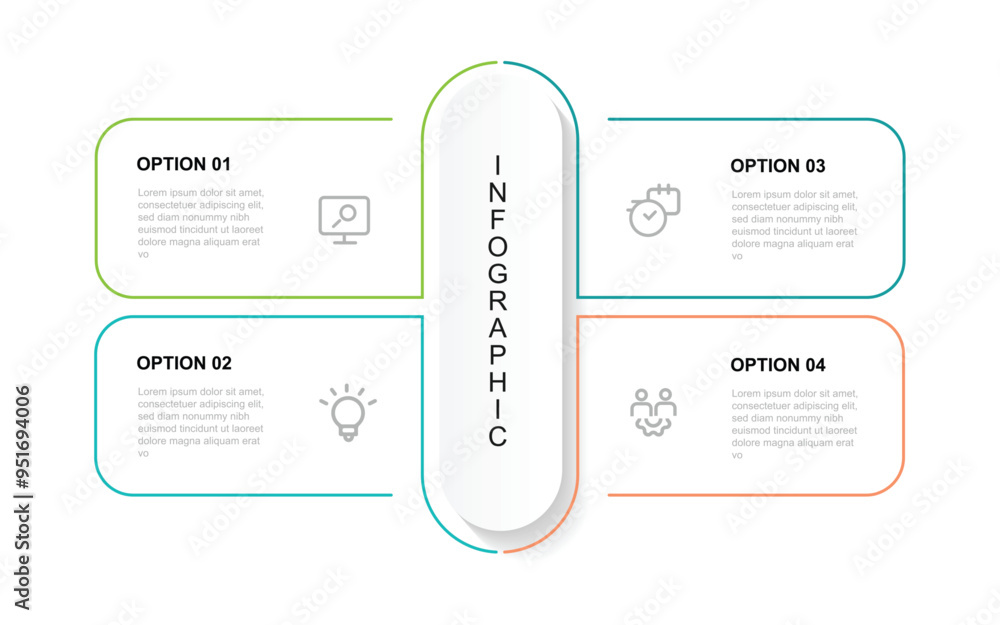 Poster Design template infographic vector with icons and 4 line step connected suitable for business information and web presentation