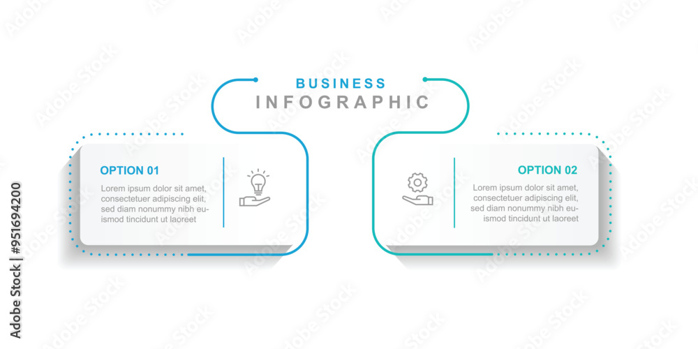 Poster 2 step line process infographic vector element with icon suitable for business information and web presentation