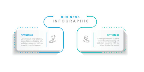 2 step line process infographic vector element with icon suitable for business information and web presentation