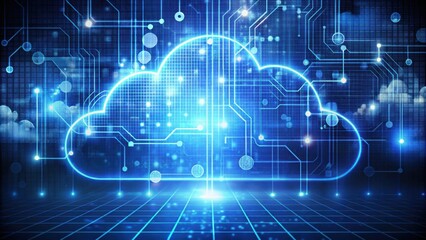 A technology-themed wallpaper featuring abstract cloud computing elements , cloud, technology, computing, network, data