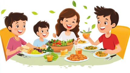Happy Family Enjoying a Meal Together