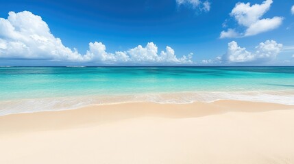 Fototapeta premium tropical beach panorama, seascape with a wide horizon