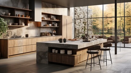 Beautiful shot of a modern house kitchen photo