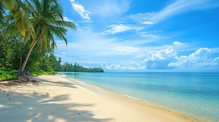 tropical beach panorama, seascape with a wide horizon