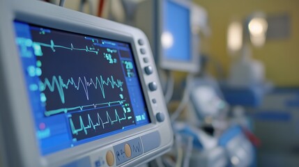 Close-up of a Medical Monitor Displaying Heart Rate