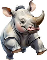 Adorable Rhinoceros Cartoon Clipart for Kids and Crafts.