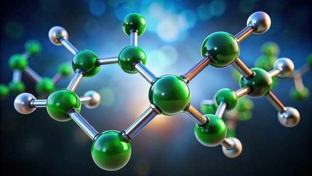 Molecular structure of the chloroform molecule, a versatile compound used as a solvent, reagent, refrigerant