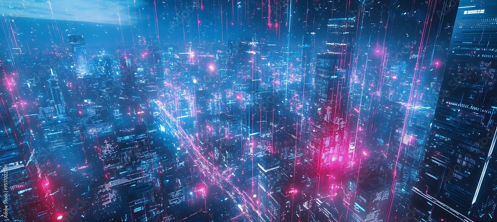 Poster a futuristic world where interconnected smart cities create a unified digital ecosystem.